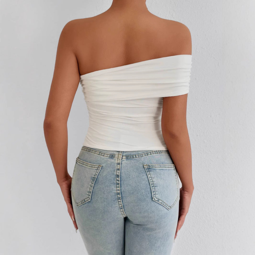 Fashion One-shoulder Off-the-shoulder Fitted Top