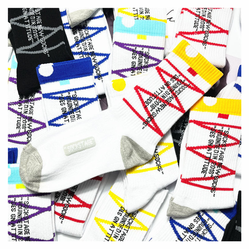 Middle Tube Striped Sports Socks Men And Women Cotton Trend