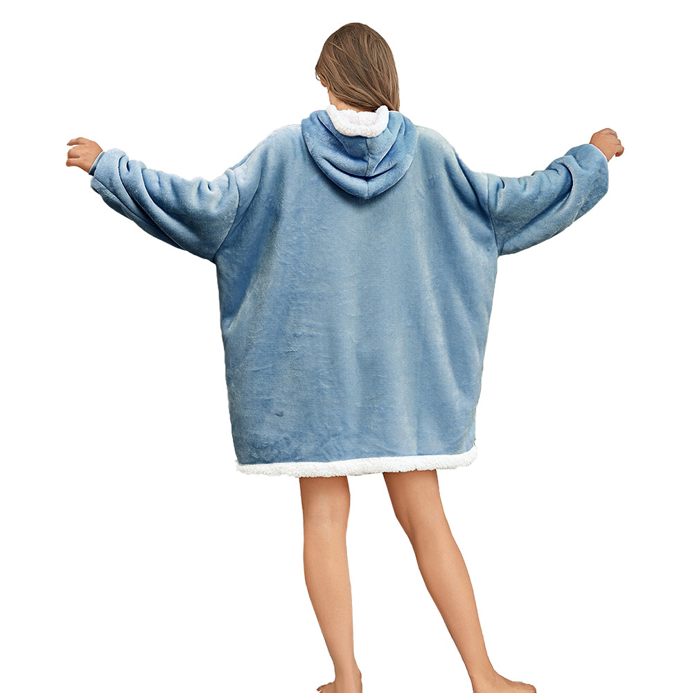RONGTAI Oversized Wearable Pajamas With Big Pockets,Soft Plush Sweatshirt Hooded Popular Tops One Size Fits