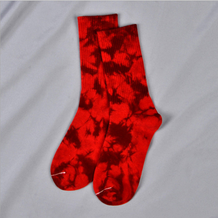 Tie-dye Socks For Men And Women In The Middle Tube High Top Street