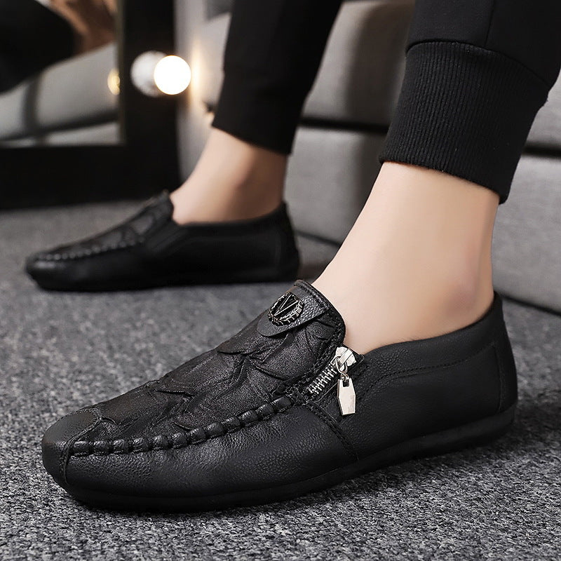 Vintage Zipper Casual Leather Shoes