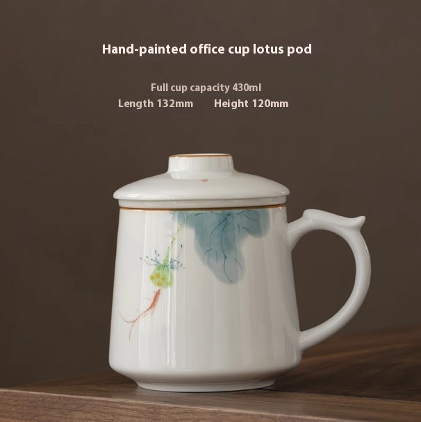 Hand Painted Ceramic Large-capacity Water Cup