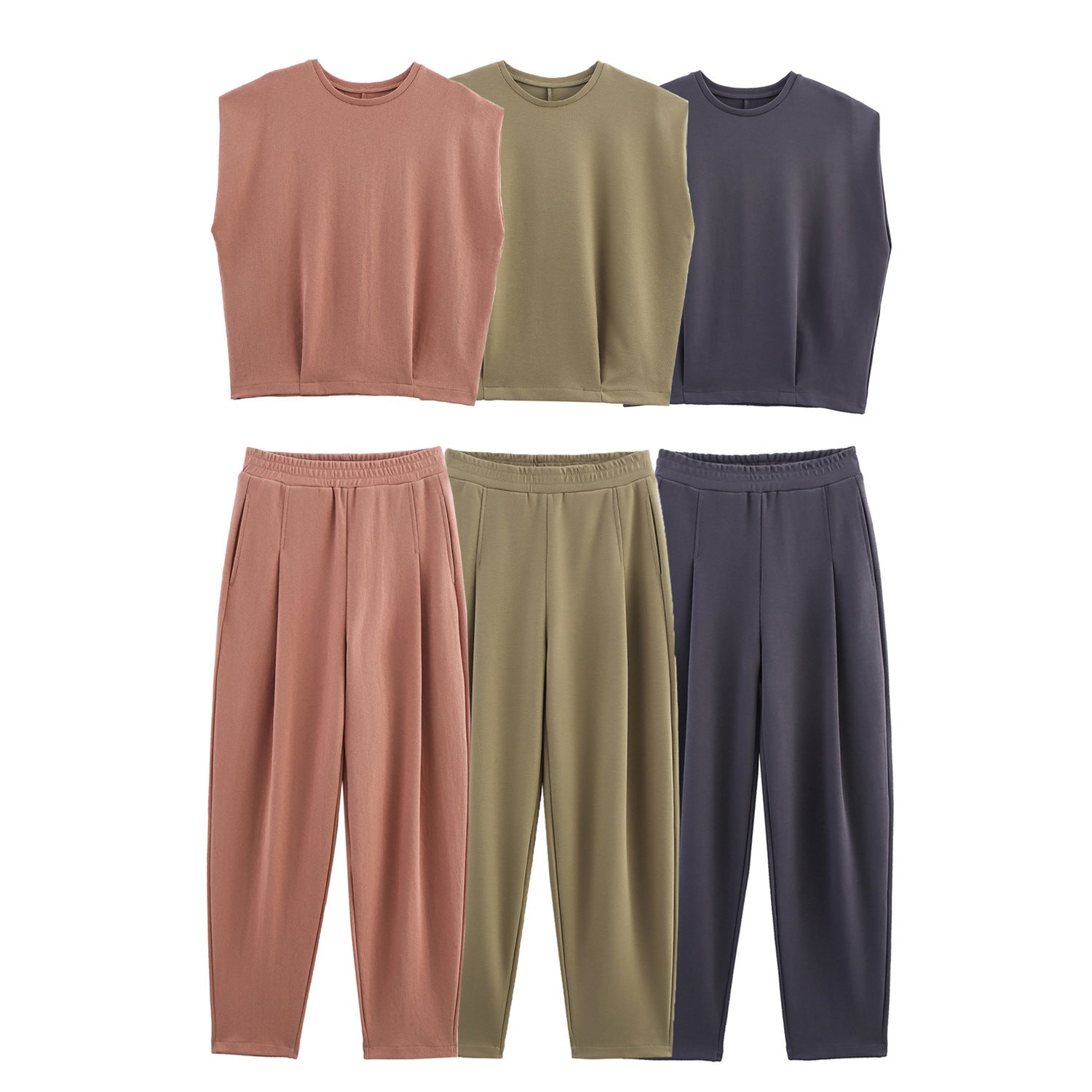 Washed Double-sided Cloth T-shirt Washed Pleated Pants Two-piece Suit