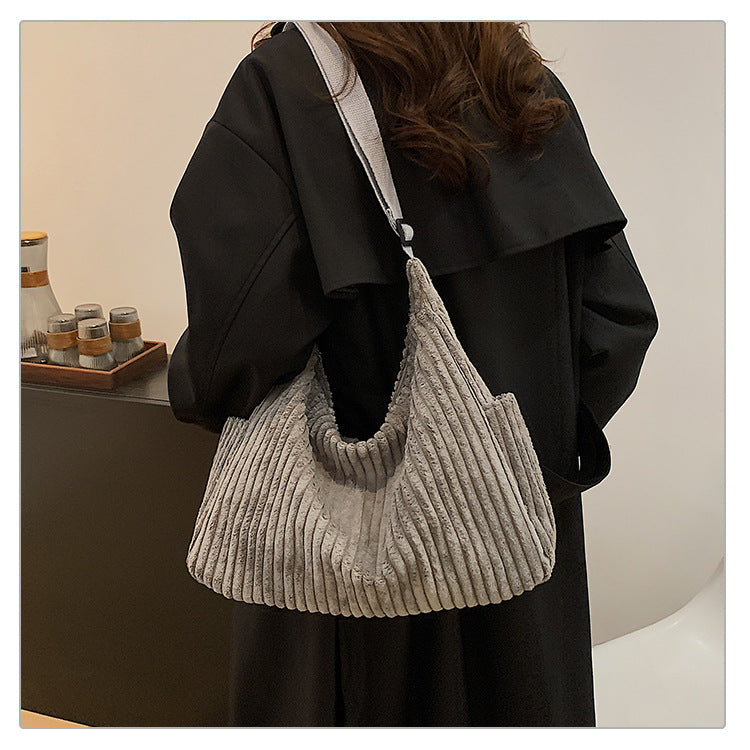 All-match Corduroy Canvas Bag Simple Commute Crossbody Bag
