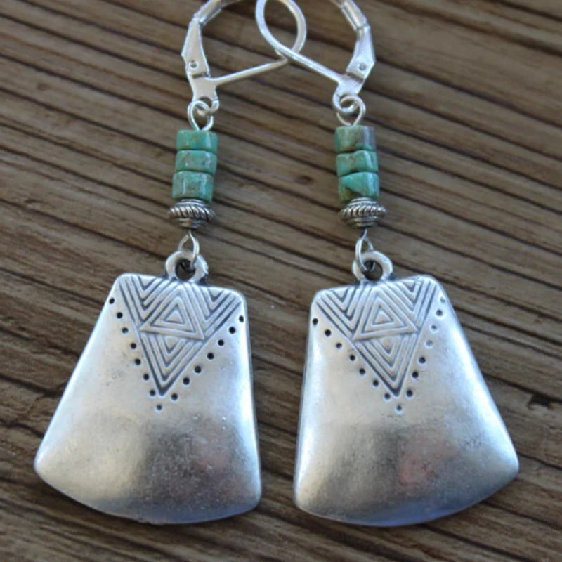 Vintage Turquoise Beaded Earrings For Women