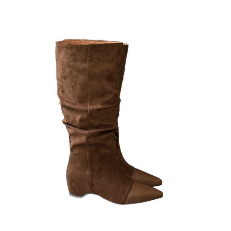Vintage Pointed-toe Pleated Slouch Boots