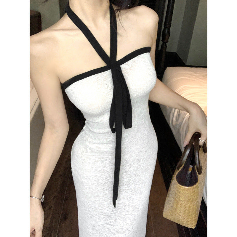 Women's Casual White Halter-neck Tube Dress