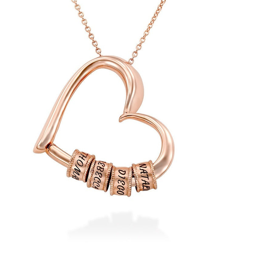 POD Personalized Name Beaded Heart Bead