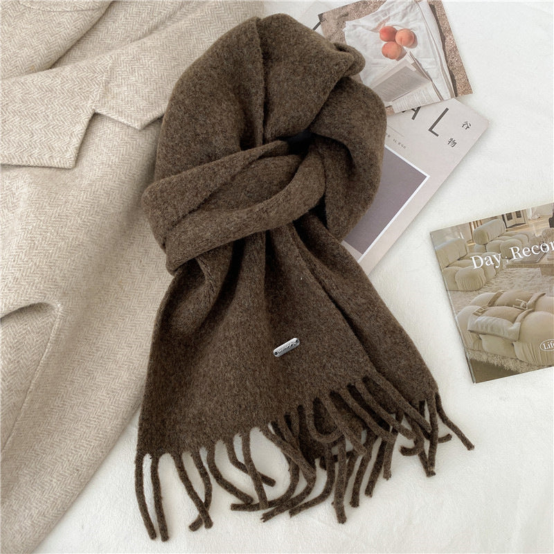 Winter Retro High-End All-Match Solid-Color Scarf