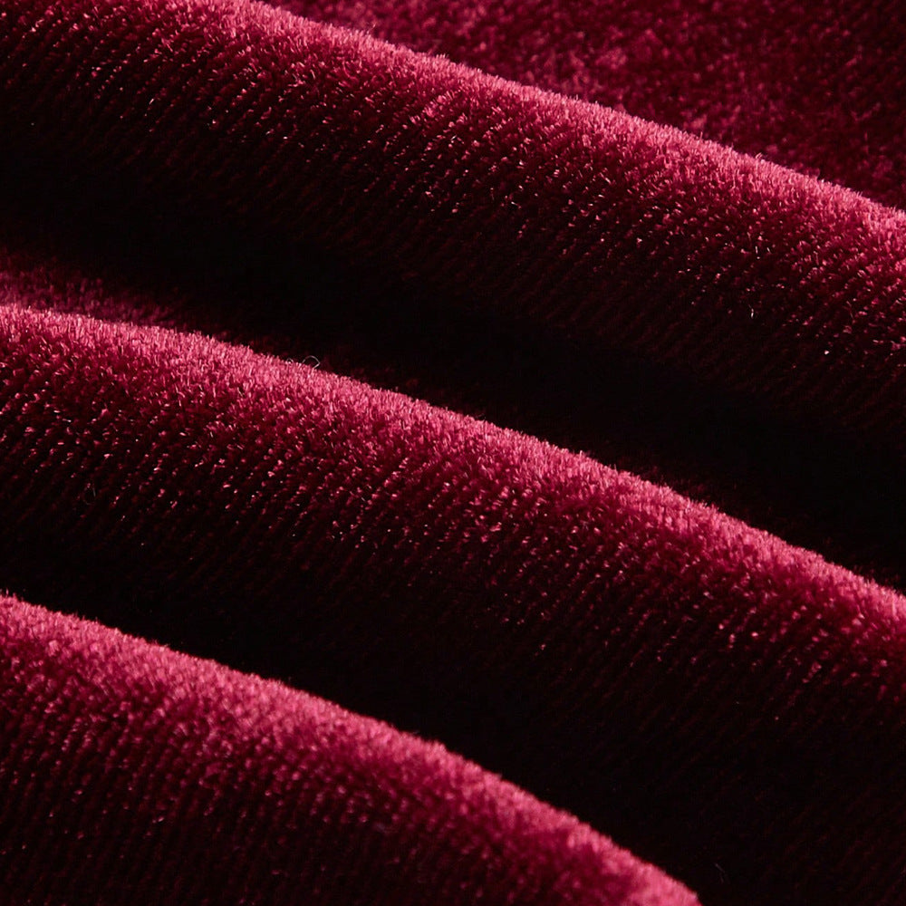 French Retro Velvet Top With Bow Tie Strap