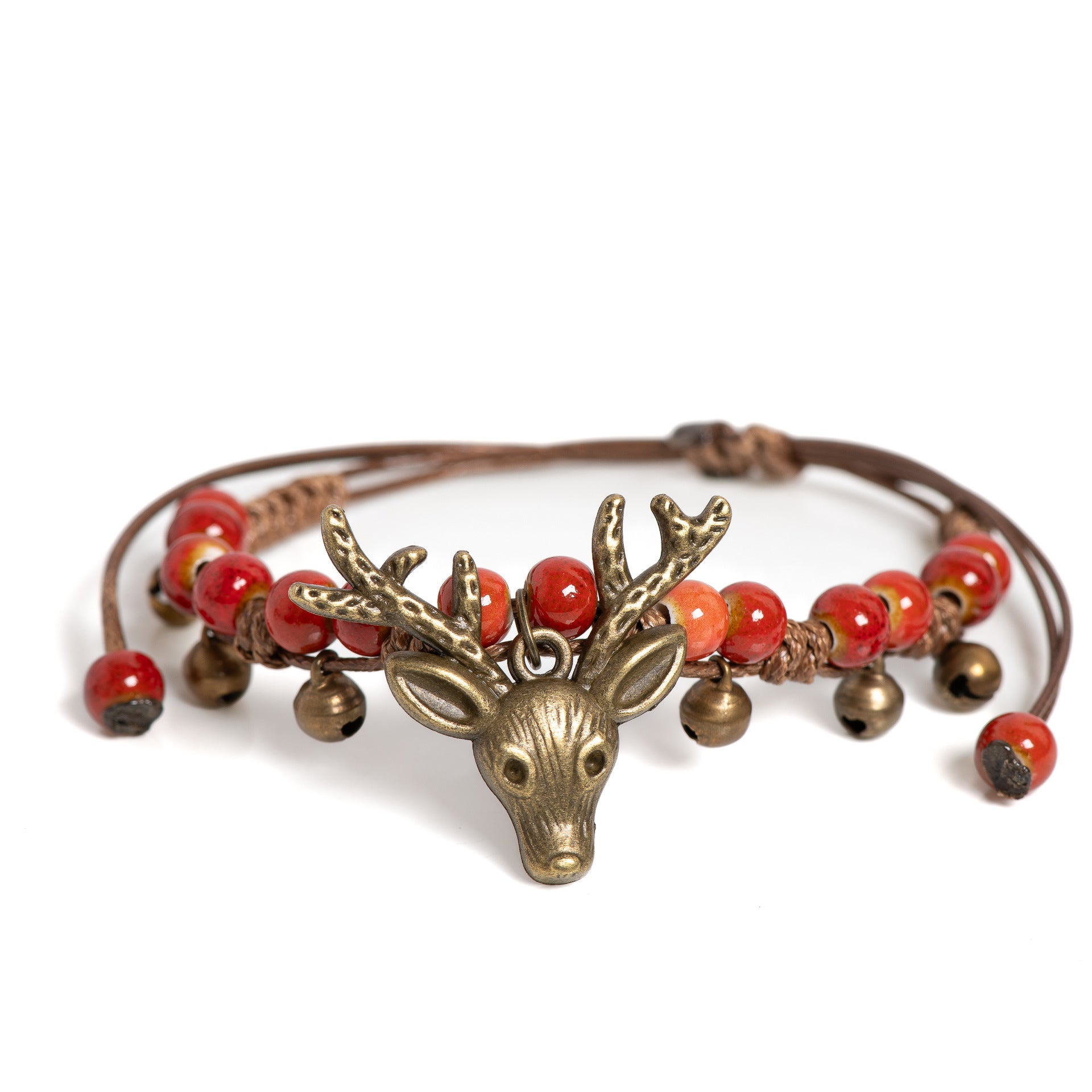 Forest-themed Vintage Pure Copper Bell Bracelet Minimalist Ceramic