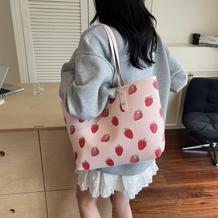 New Cherry Print Shoulder Crossbody Large Capacity Bag