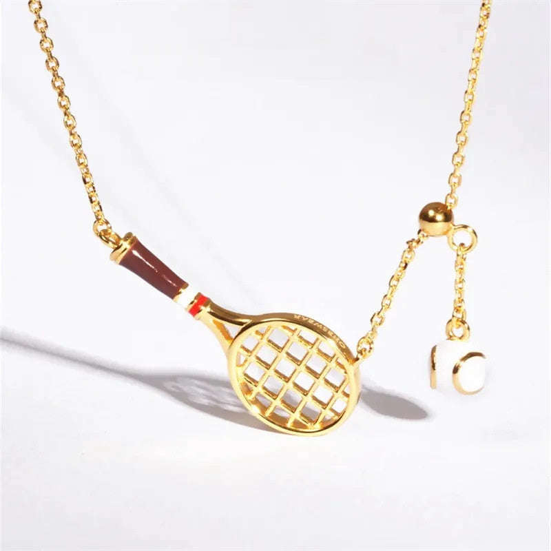 Colorful Tennis Racket Pendant Necklace For Women With A High-end Feel