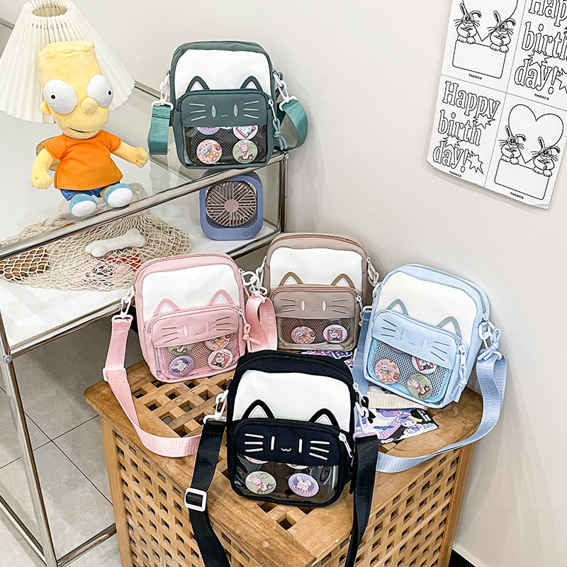 Cartoon Cat Embroidered Casual Shoulder Bag