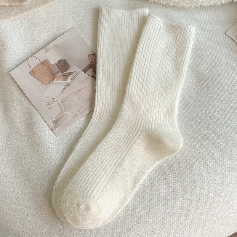 Autumn And Winter Solid Color Wool Socks