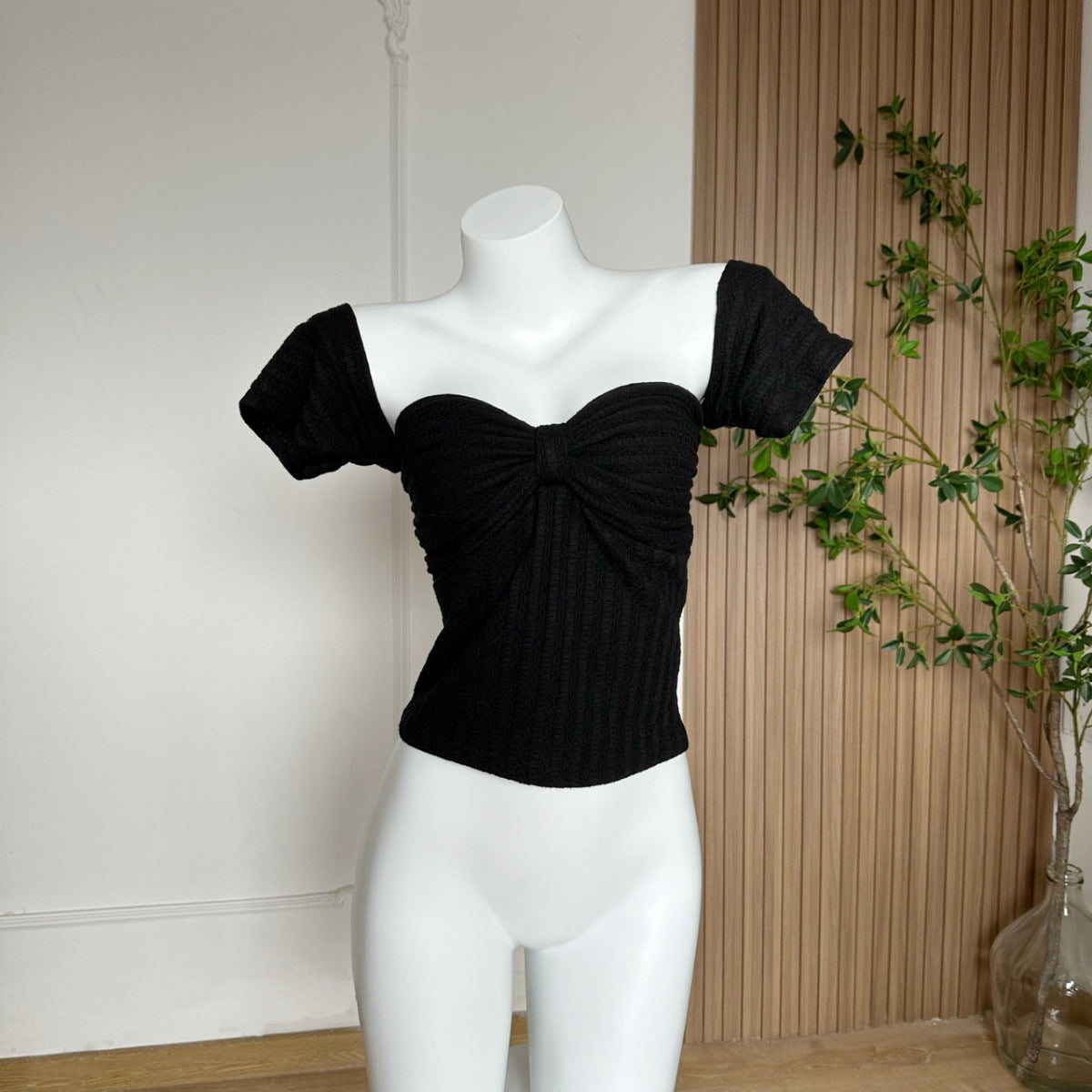 Summer Sexy Bow Slim-fit Slimming And Short Tube Top Off-shoulder Top