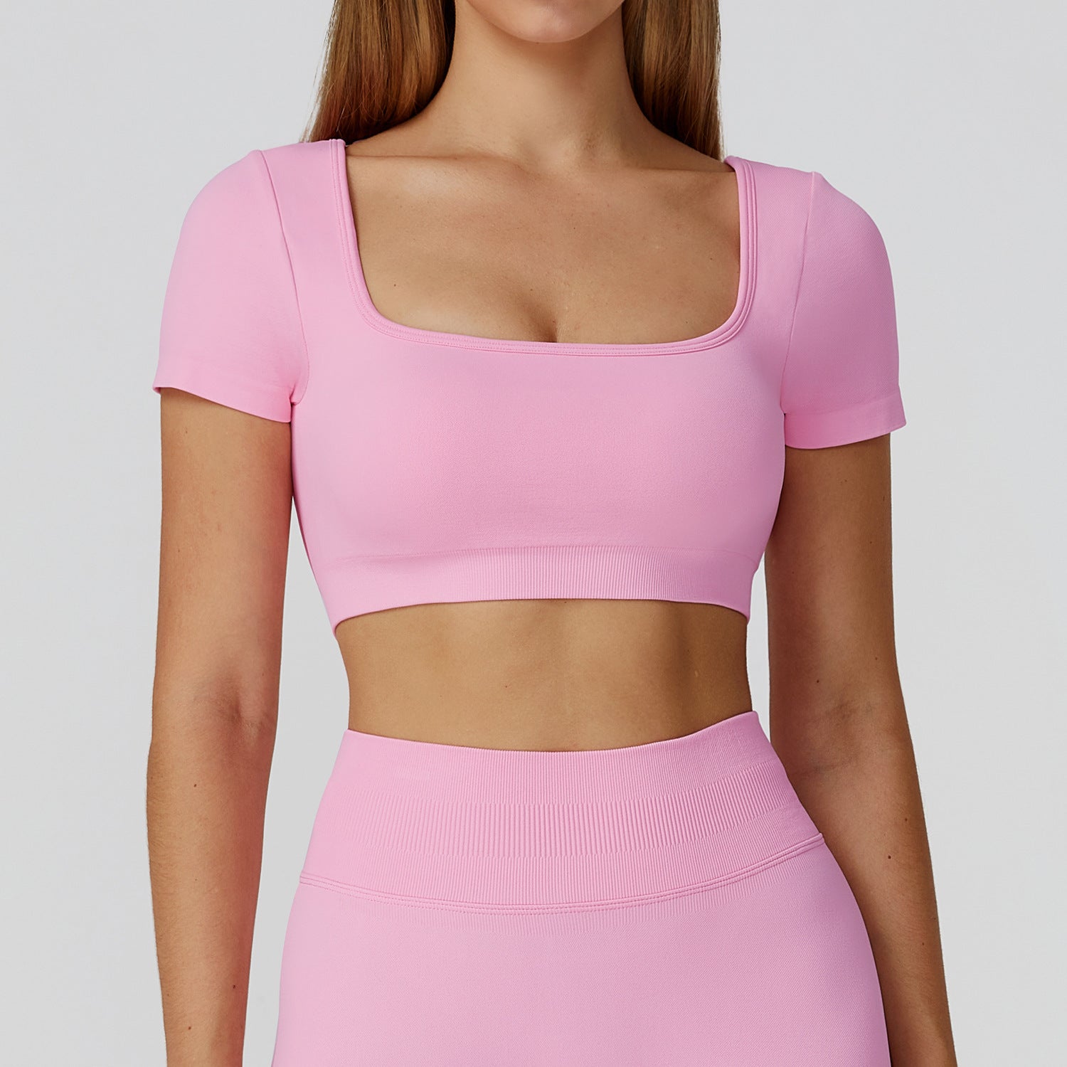 Autumn And Winter Seamless Yoga Clothes For Women Hollow-out Beauty Back Slim Fit Yoga Short Sleeve