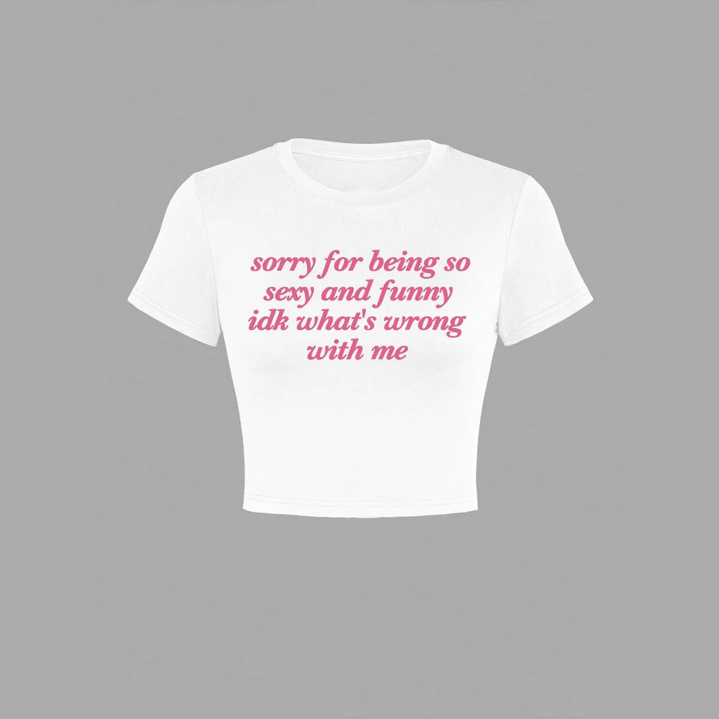 Street Vibe Figure-hugging Top With A Unique English Letter Print Cropped Length