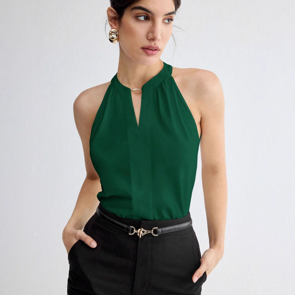 Commuting Essential Workplace Elegant And Versatile Sleeveless Halter Top