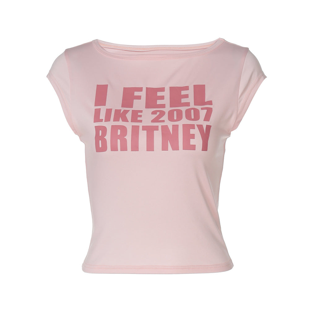 New Fashion Letter Print Fashionable Slim-fit Short T-shirt