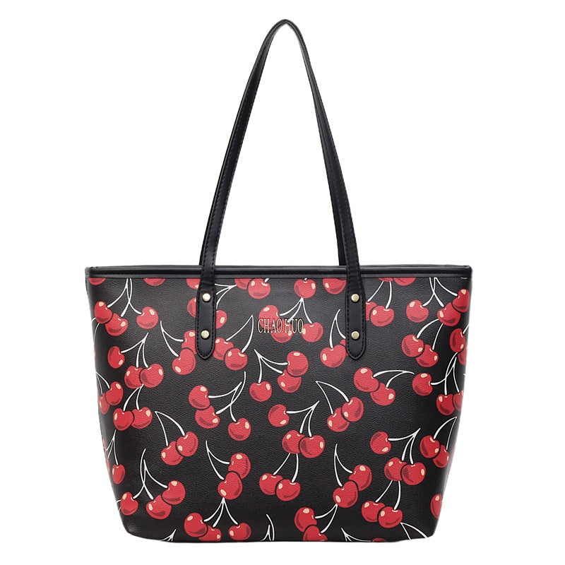 New Cherry Print Shoulder Crossbody Large Capacity Bag