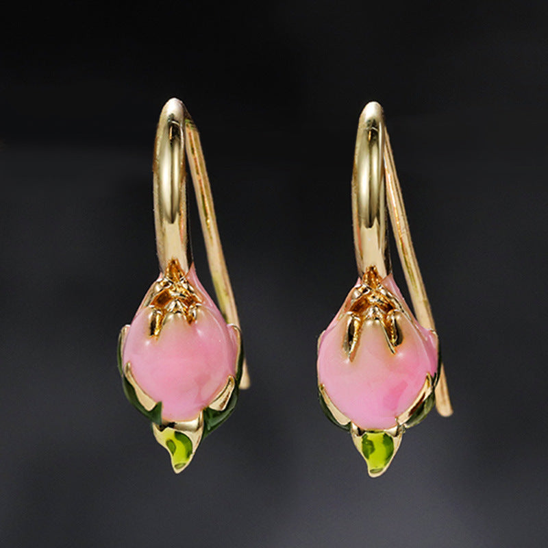 French Vintage Tulip Earrings, Forest-style Energetic Girl Sweet