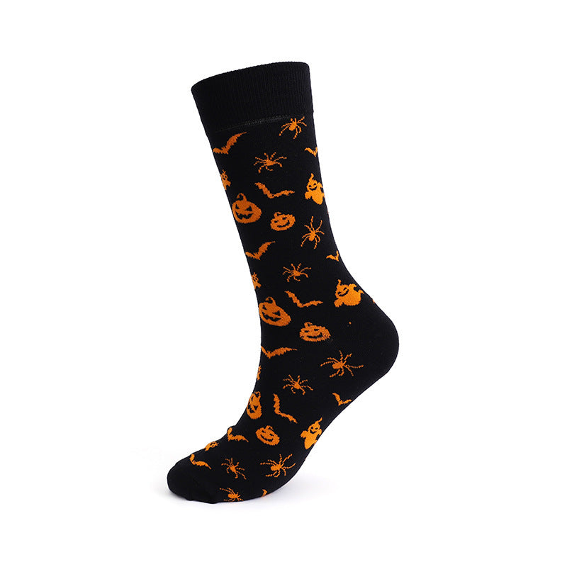 Personalized Cotton Socks Men And Women Halloween Pumpkin Skull Cartoon Tube Socks Trendy Long Athletic Socks