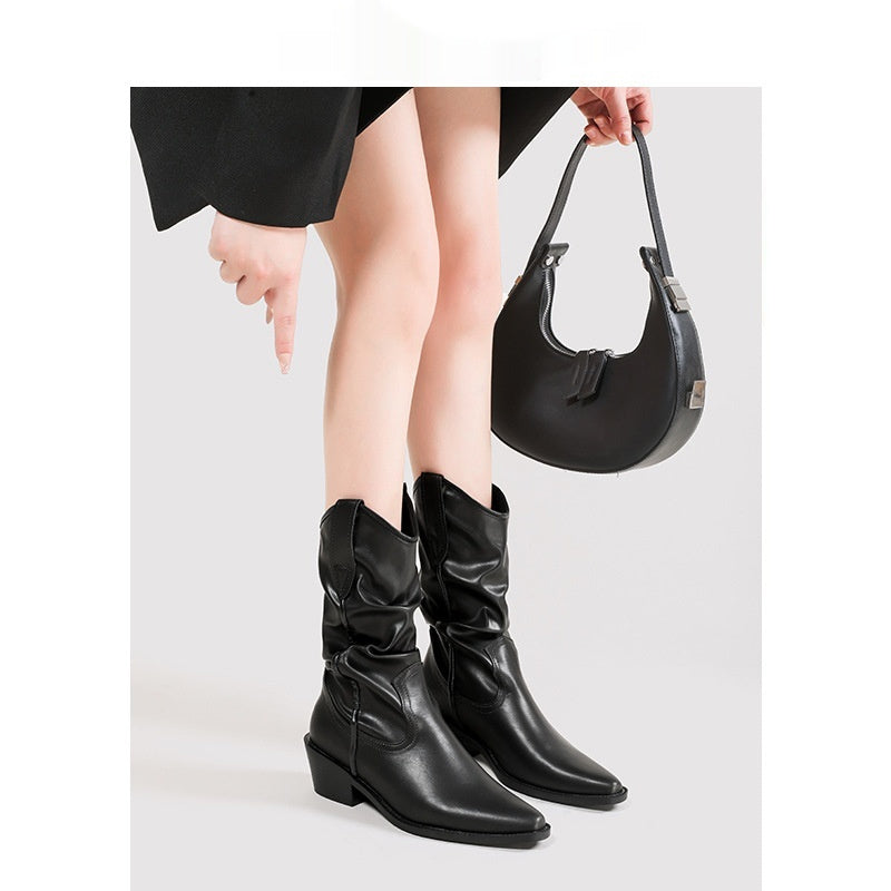 Women's Vintage Chunky Heeled Ankle Boots