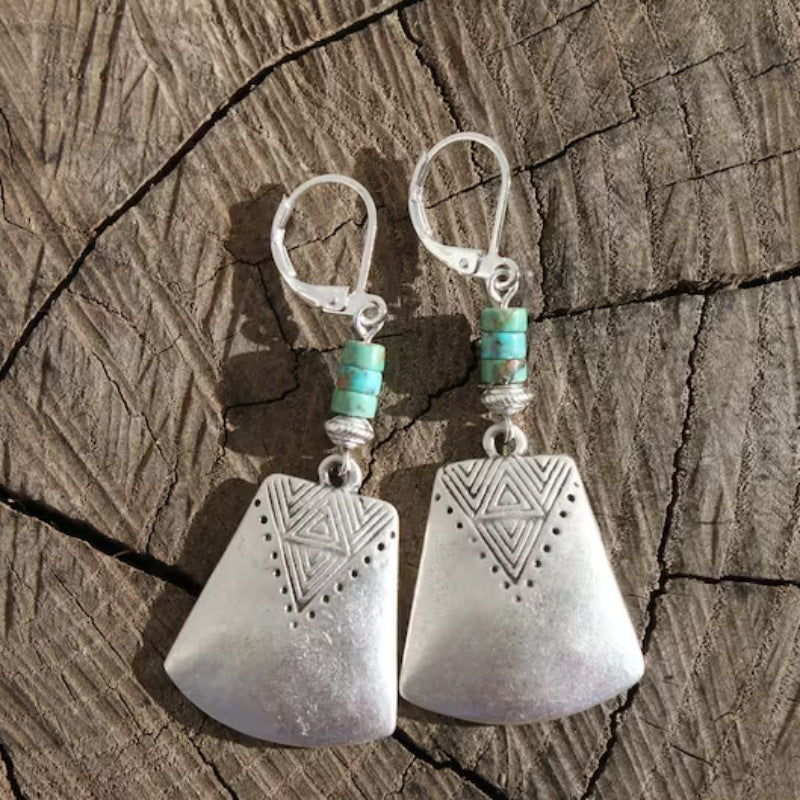 Vintage Turquoise Beaded Earrings For Women