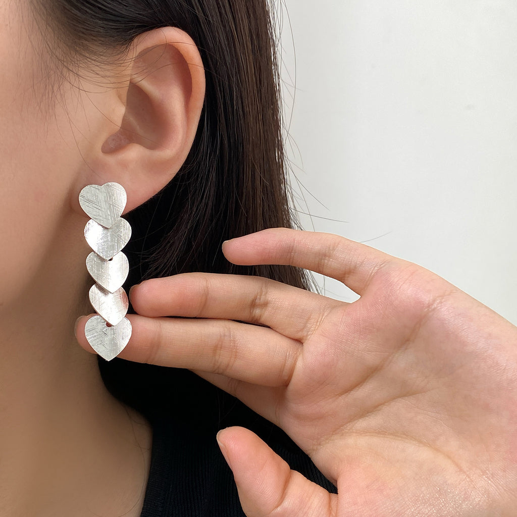 Personality Tassel Geometric Heart Ear Clip Without Piercing Luxury Earrings