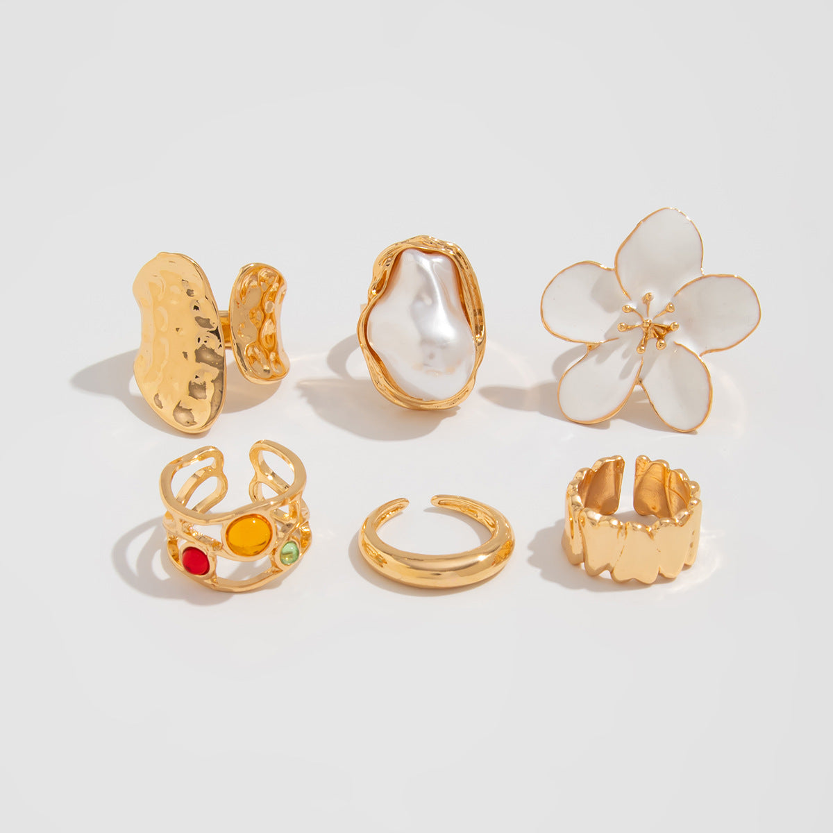 New Women's Liquid Lava Flower Open Ring