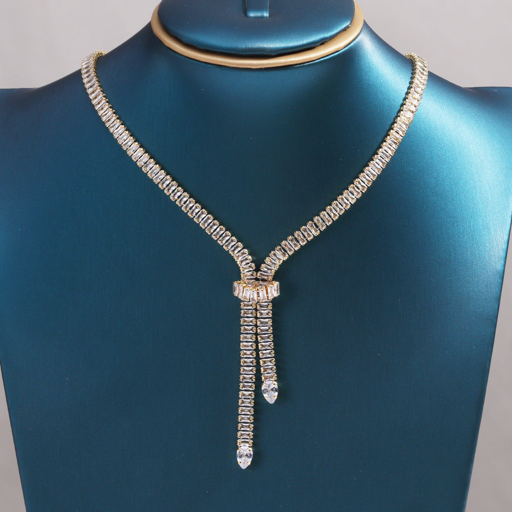 Zircon Fringe Necklace Fashionable Clavicle Chain