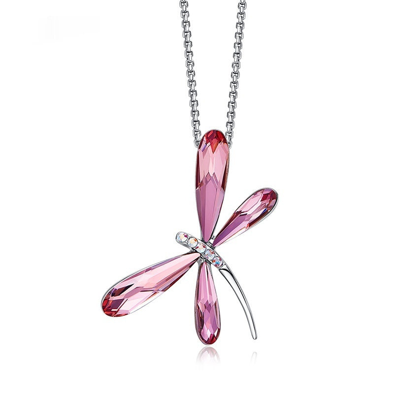 Ladies' Fashion Minimalist Versatile Crystal Dragonfly Necklace