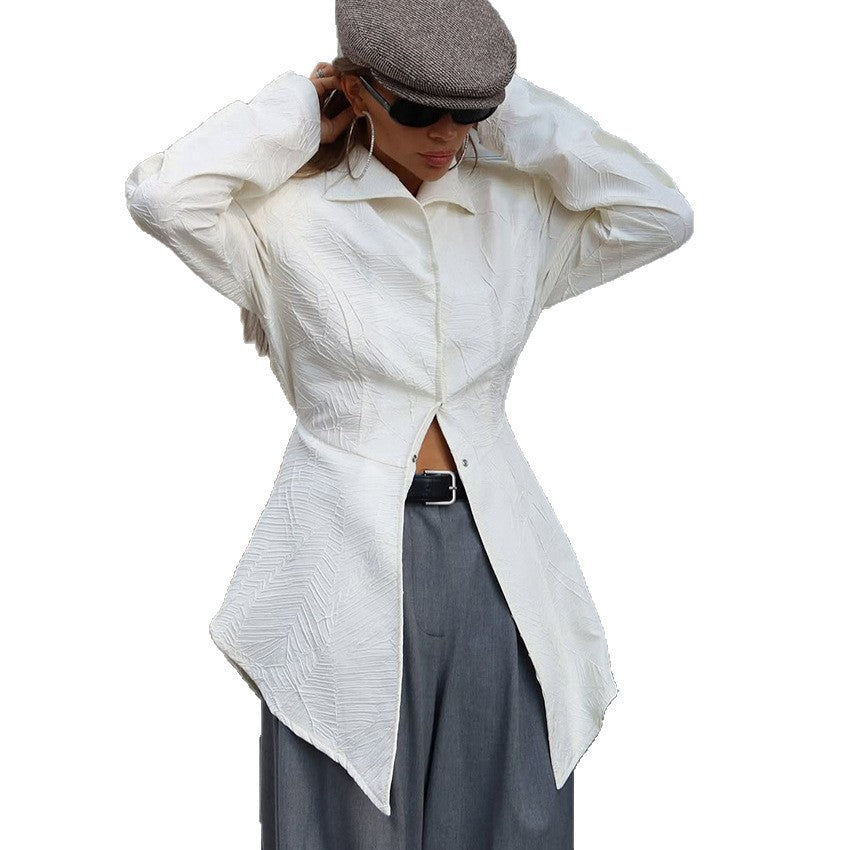 Women's Vintage Slit Fashion Waist-cinching Shirt