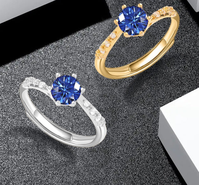 Women's Blue Deep Niche Light Luxury Open Ring