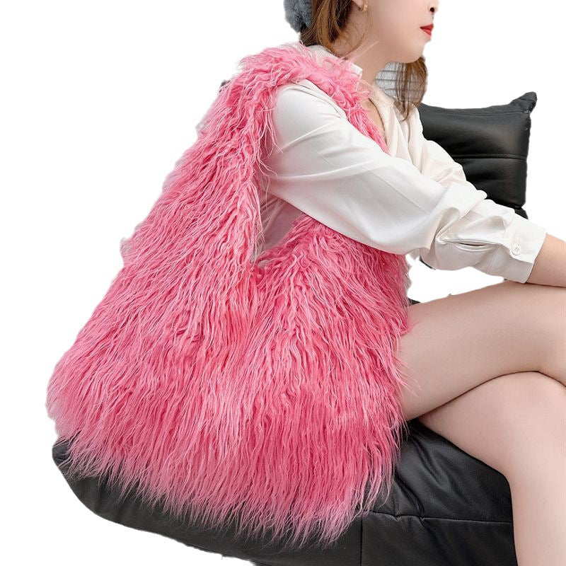 New Large Capacity Totes  Fur Plush Bag