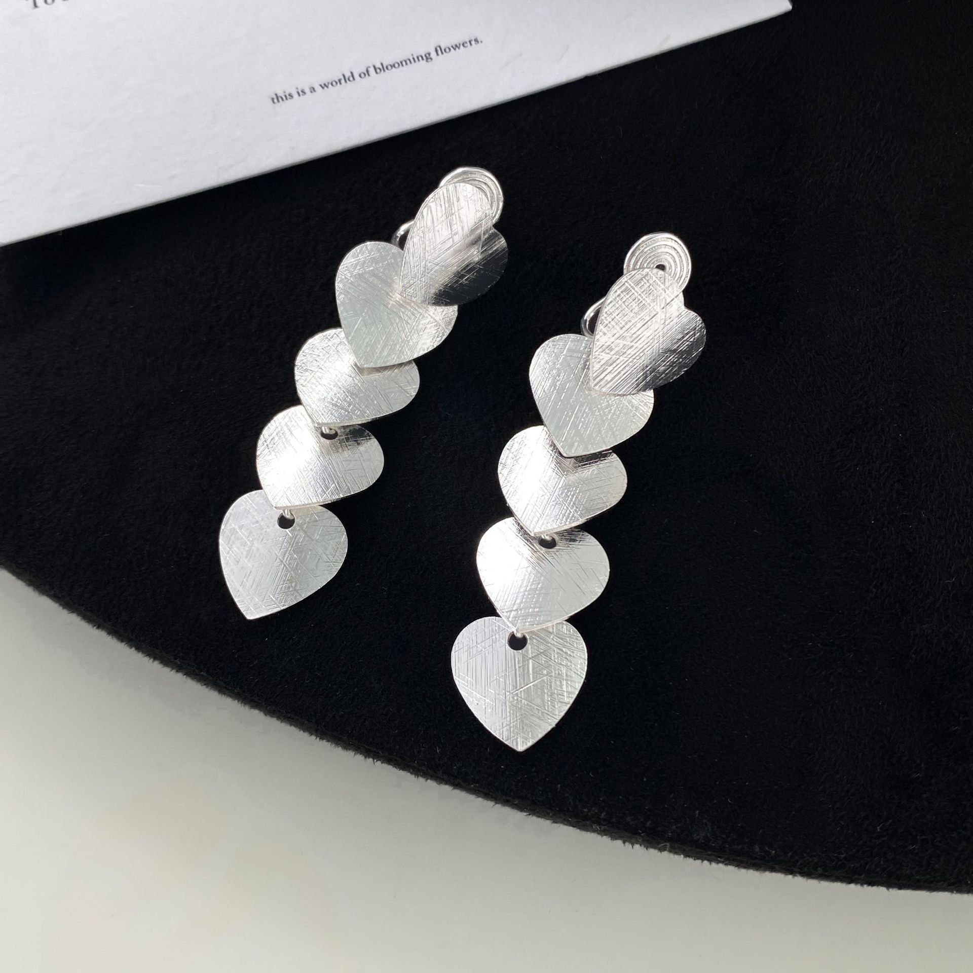 Personality Tassel Geometric Heart Ear Clip Without Piercing Luxury Earrings