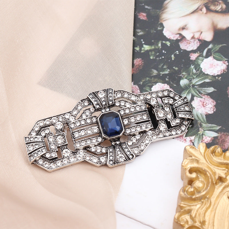 Vintage Silver Diamond Brooch Silver Bright Diamond Classical Jewelry