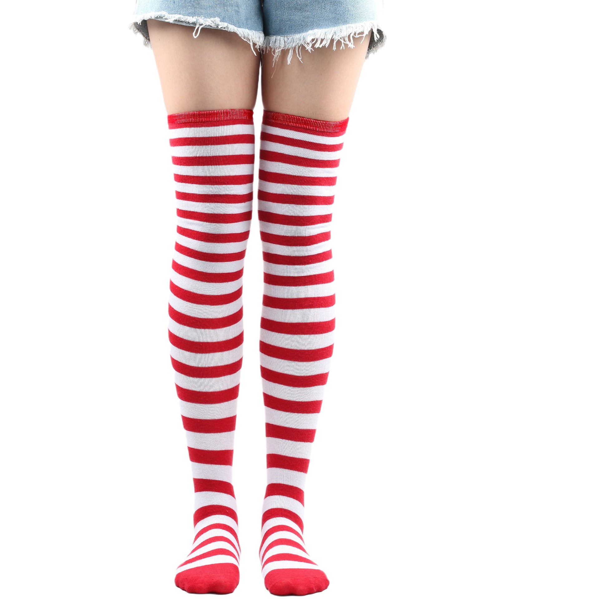Striped Socks Hold-ups Women Over The Knee Halloween