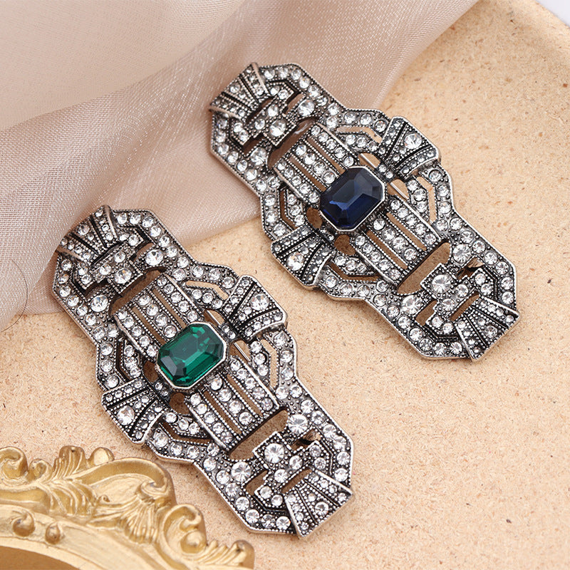 Vintage Silver Diamond Brooch Silver Bright Diamond Classical Jewelry