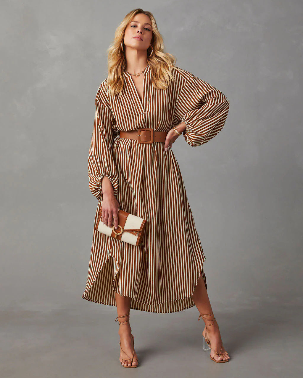 Women's Fashion Striped Elegant Long Sleeve Dress