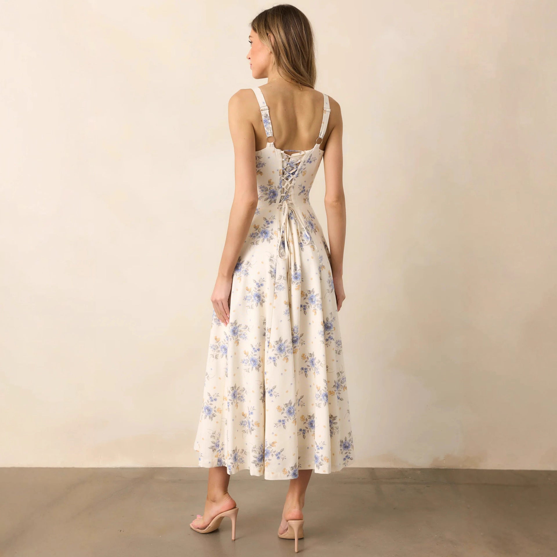 Backless Tie Slit Spaghetti Strap Dress Women