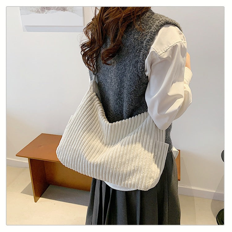 All-match Corduroy Canvas Bag Simple Commute Crossbody Bag