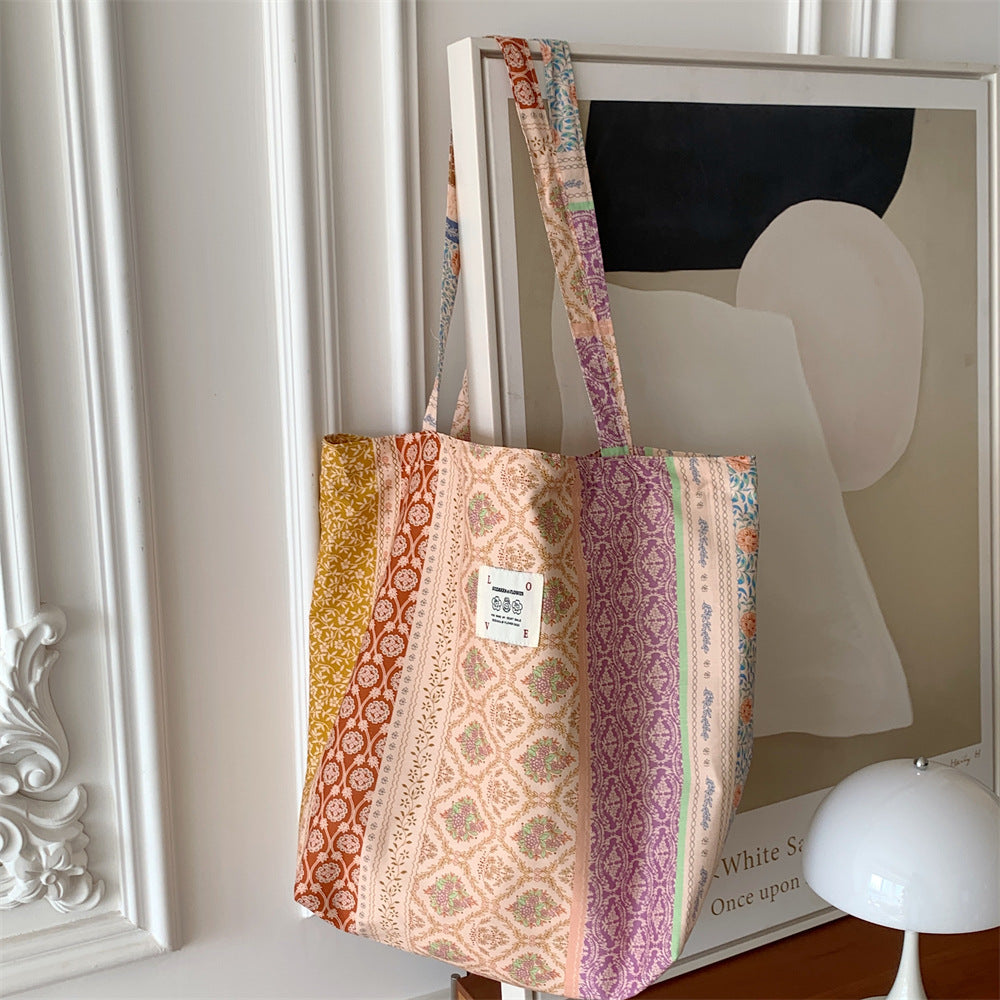 Tote Large Capacity Fashion Floral Canvas Shoulder Bag