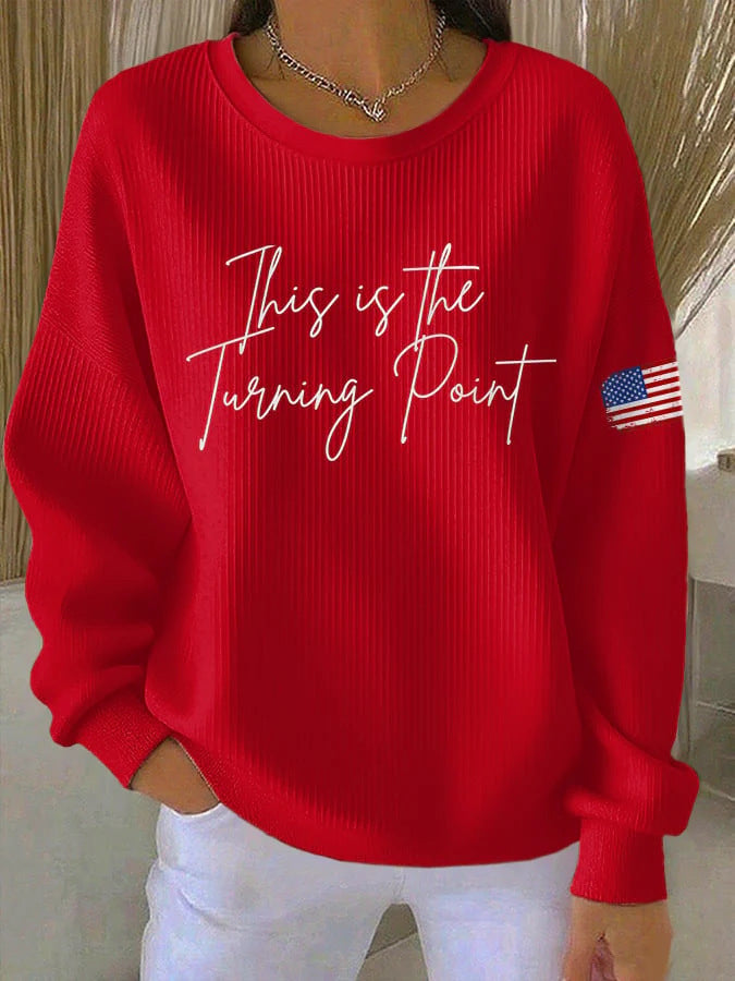 Trendy Women's Round Neck Pullover Sweatshirt