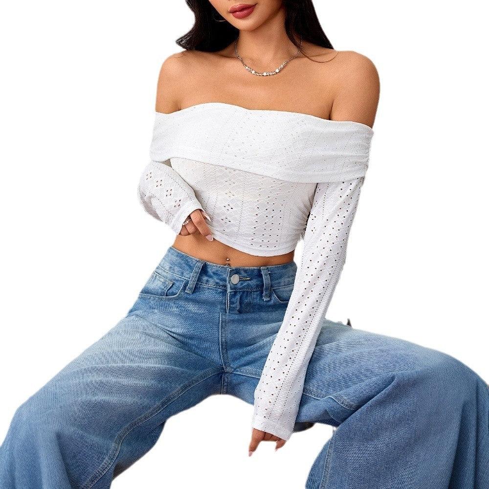 Sweet And Spicy Off-the-shoulder Women's T-shirt Short Crop Top