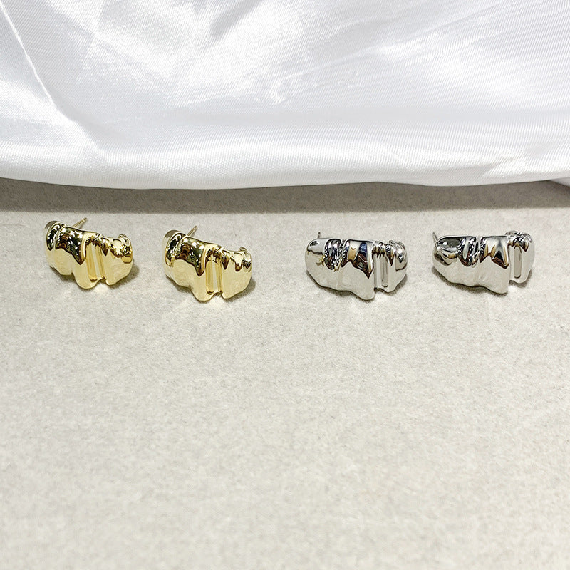 Irregular Wrinkled High-end Retro Style Earrings