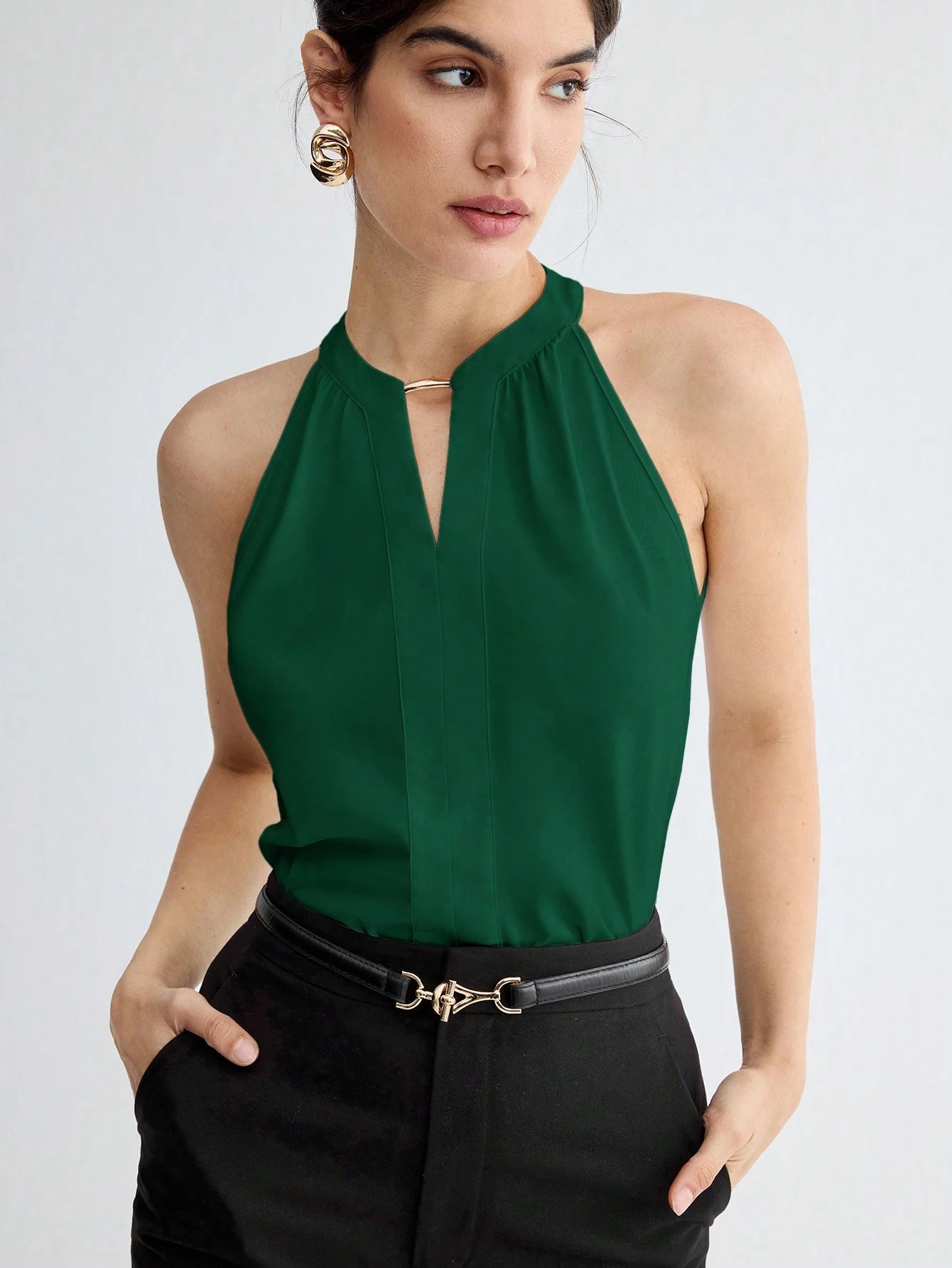 Commuting Essential Workplace Elegant And Versatile Sleeveless Halter Top