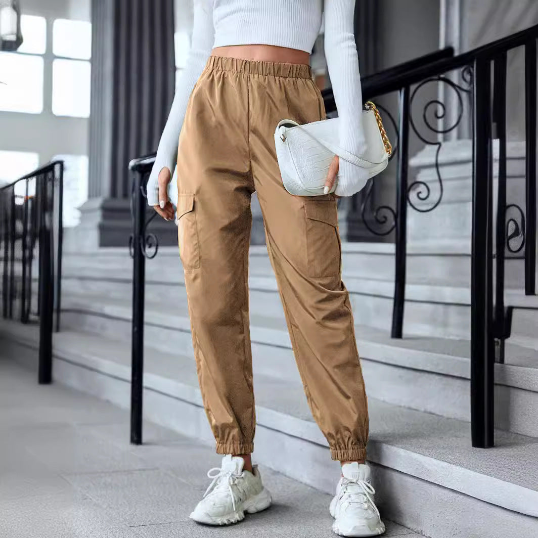 Multi-Color Casual Working Pants Multi-pocket Skinny Pants