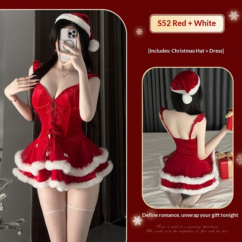 Christmas Costume Stage Outfit Velvet Cute Dress